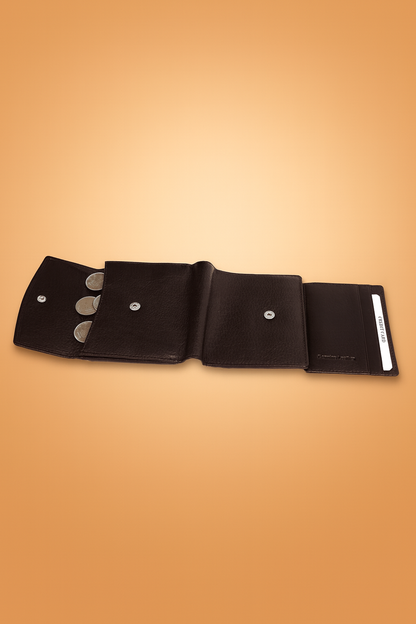Leather Solid Black Multi Fold Women Wallet