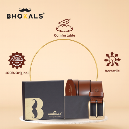 Bhokals Men Solid Brown Casual Leather Belt