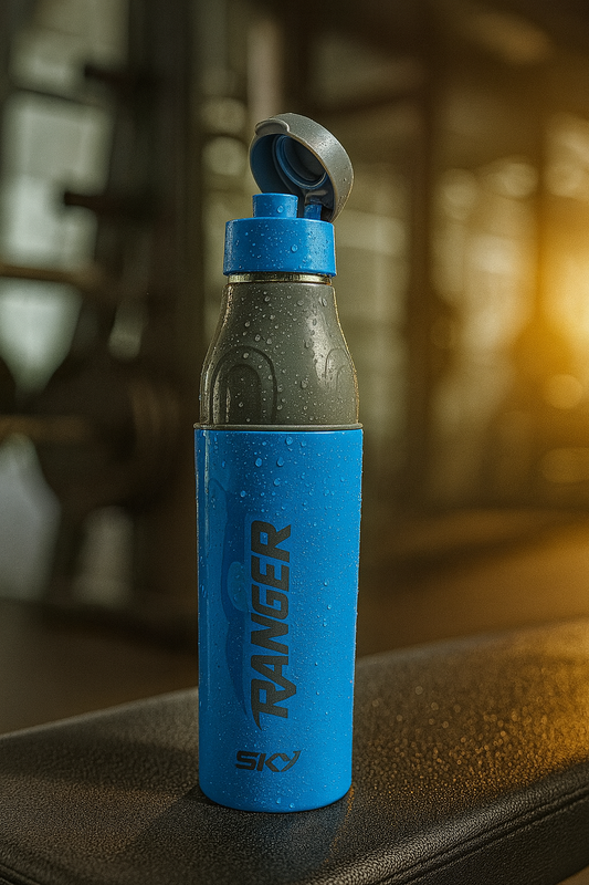 Sky Ranger Printed 1000ml Blue Stainless Steel Water Bottle