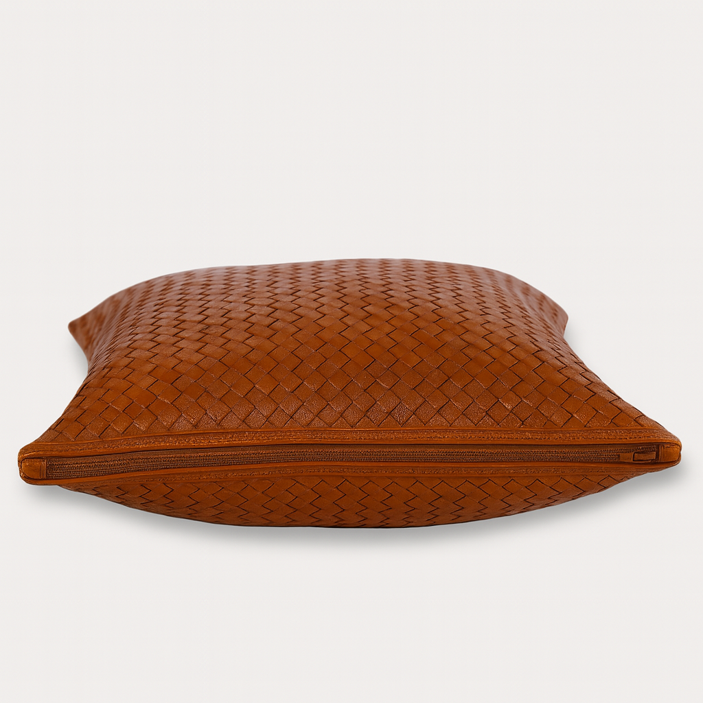 Leather Brown Weave Cushion