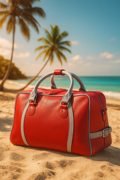 Leather Solid Red Travel Bag