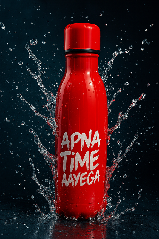 Apna Time Ayega Printed Red Water Bottle