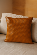 Leather Brown Weave Cushion