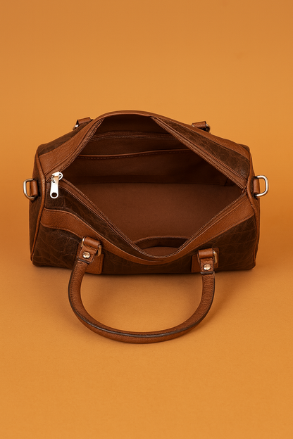 Leather Crocs Chocolate Brown Women Hand Bag