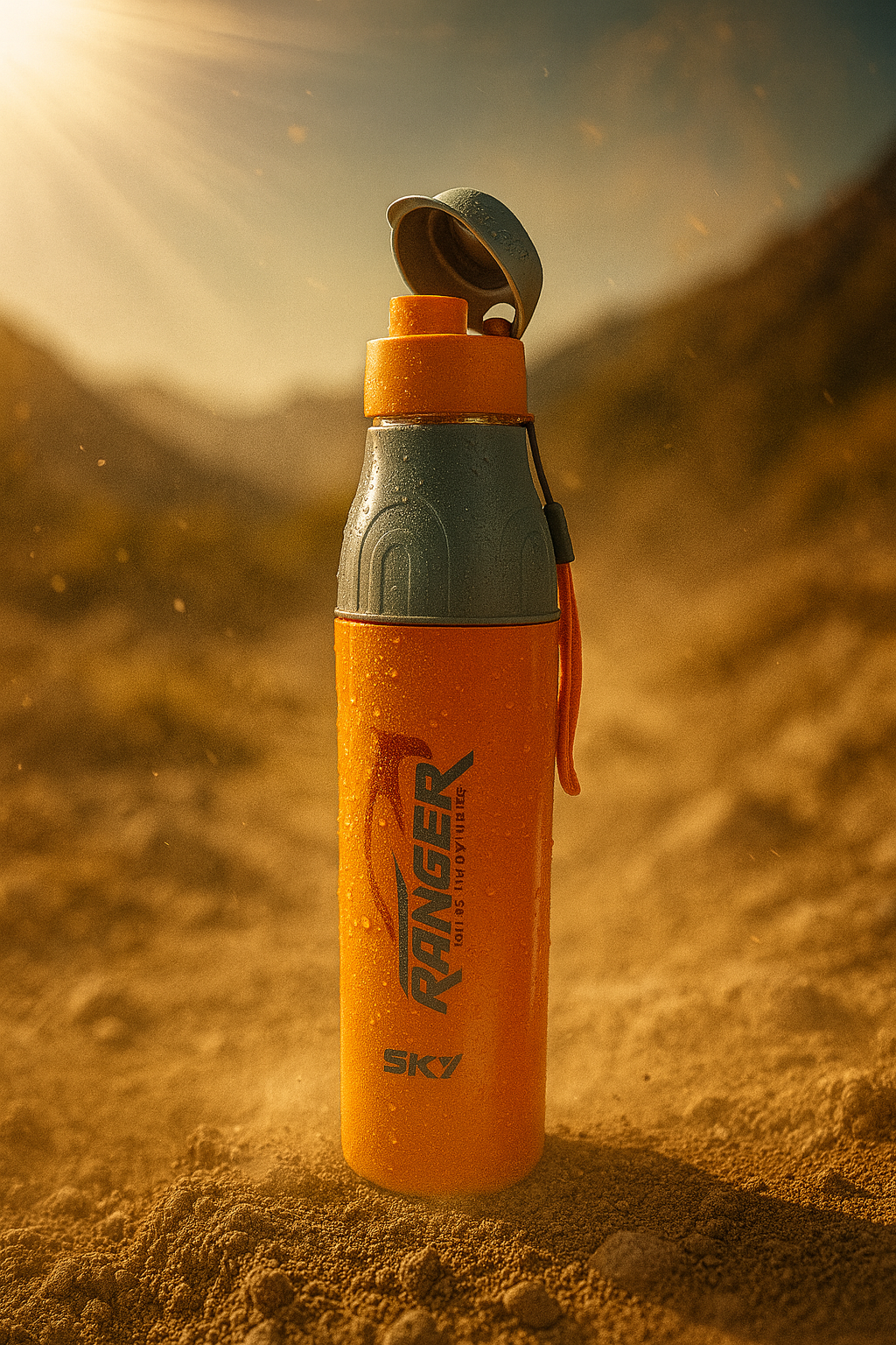 Sky Ranger Printed 1000ml Orange Stainless Steel Water Bottle