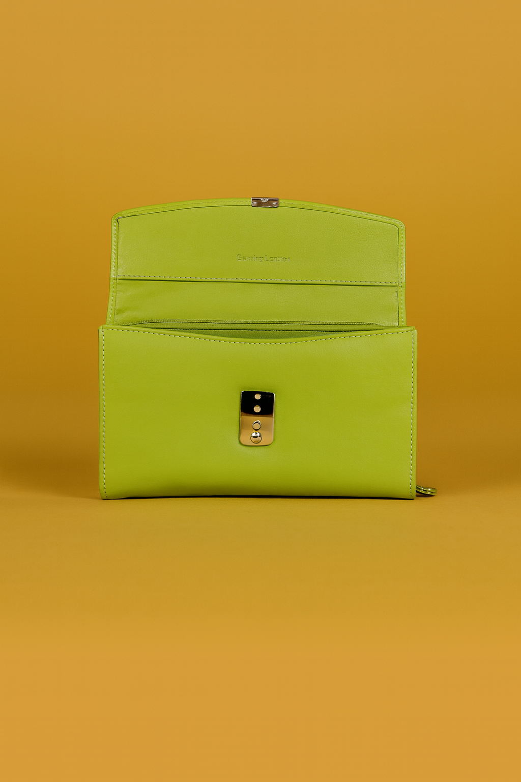 Leather Solid Green Women Wallet