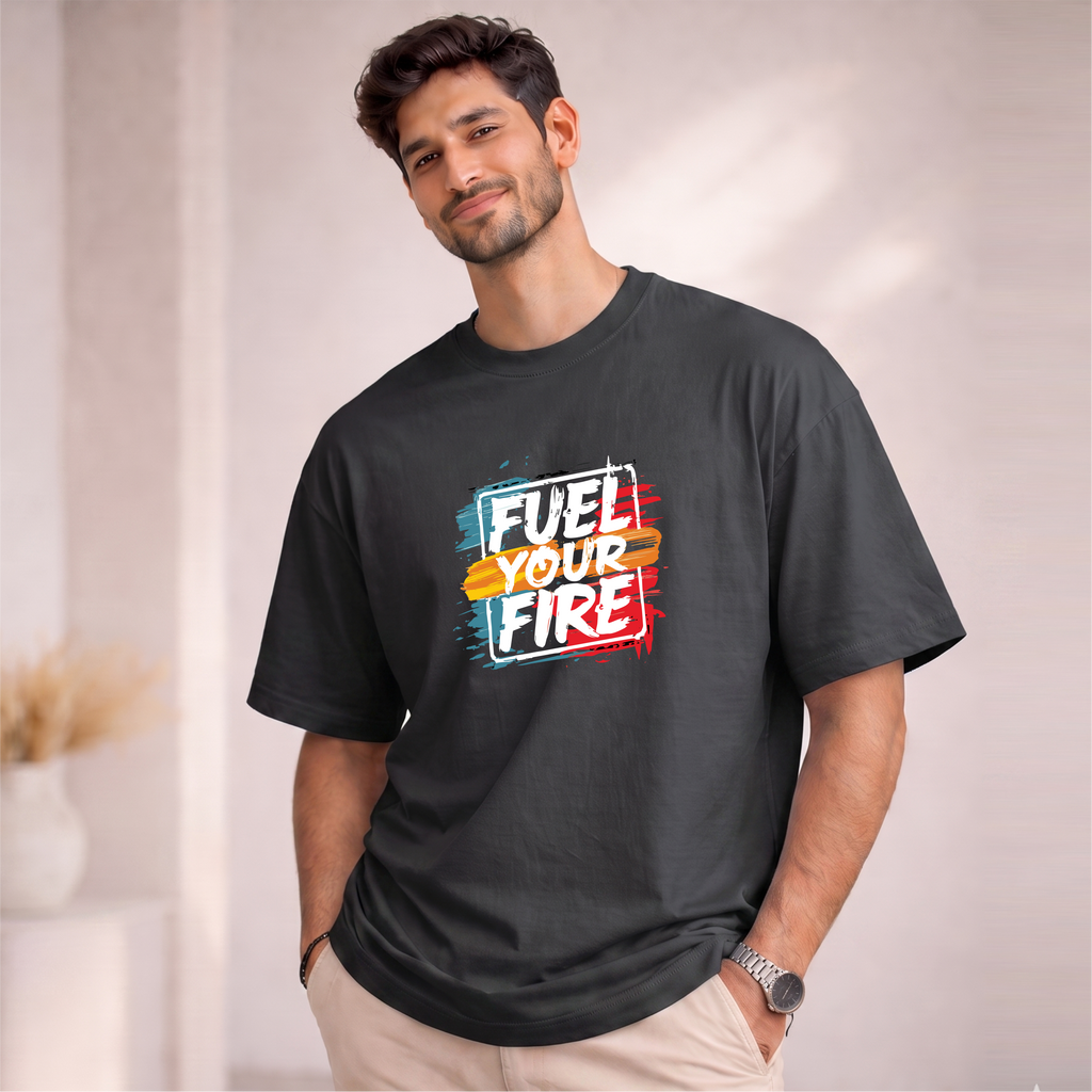 Men's Oversized Fuel Your Fire Printed T-Shirt