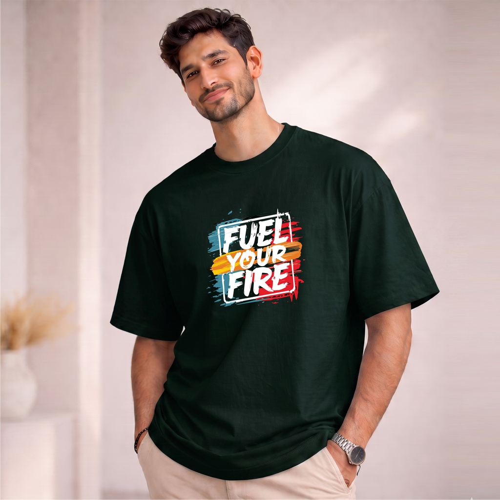 Men's Oversized Fuel Your Fire Printed T-Shirt