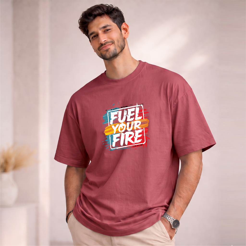 Men's Oversized Fuel Your Fire Printed T-Shirt