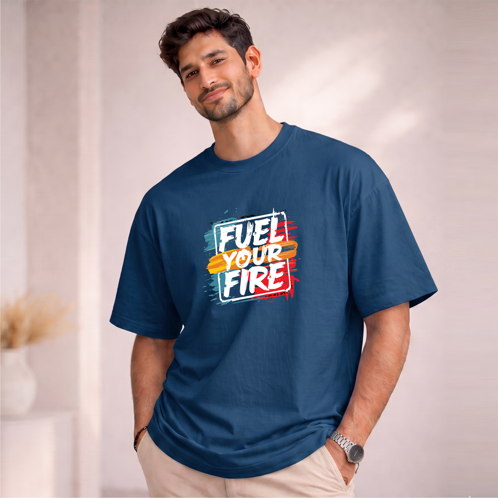 Men's Oversized Fuel Your Fire Printed T-Shirt