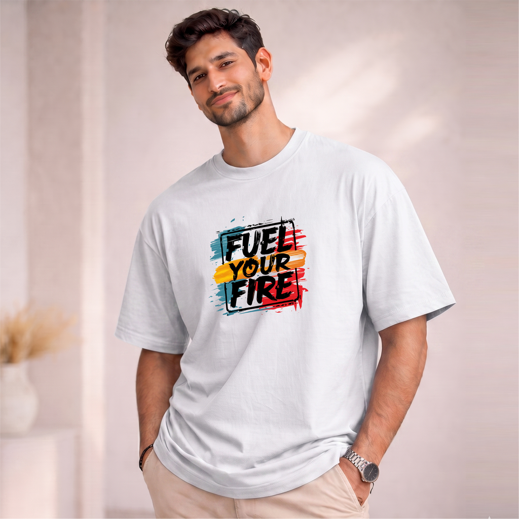 Men's Oversized Fuel Your Fire Printed T-Shirt