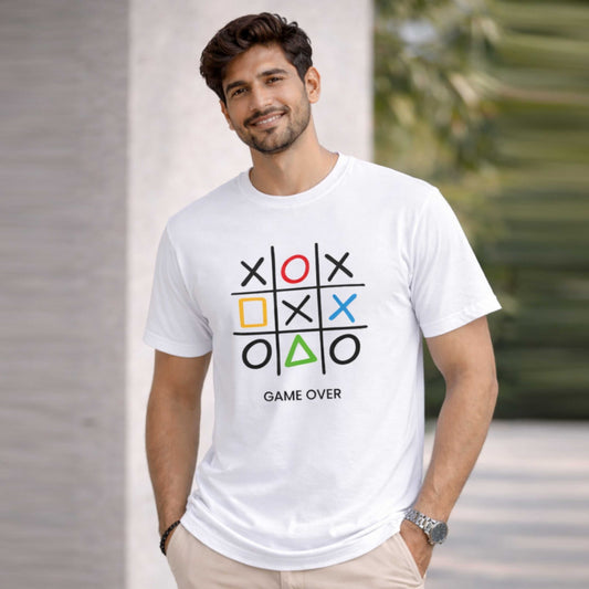 Bhokals "GAME OVER" Printed Round Neck, Cotton, Super Soft T-Shirt