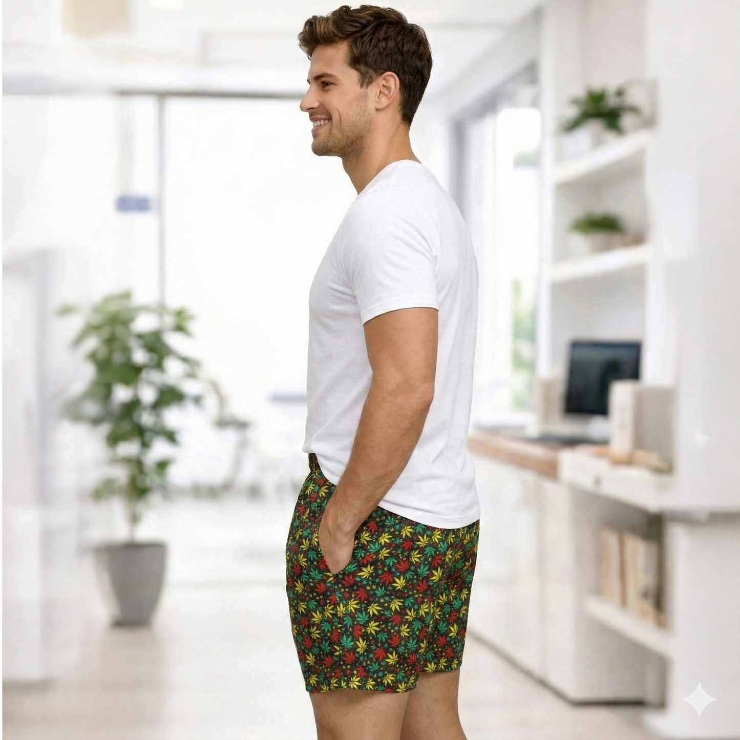 Black Flower Printed Cotton Boxer For Men