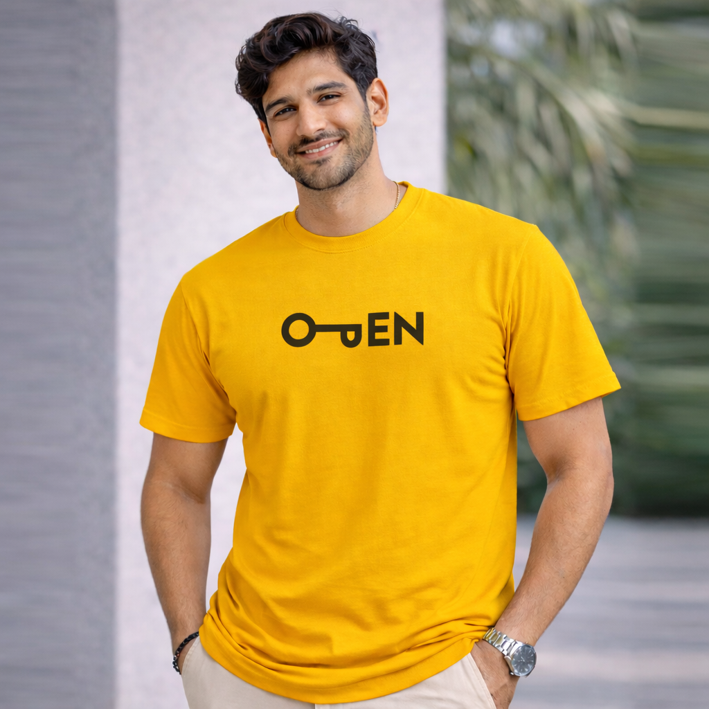 Bhokals "Open" Printed Round Neck, Cotton, Super Soft T-Shirt