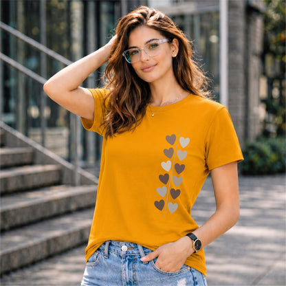 BHOKALS "Minimal Hearts" Printed Women Cotton T-Shirt | Round Neck | Super Soft | Regular Fit