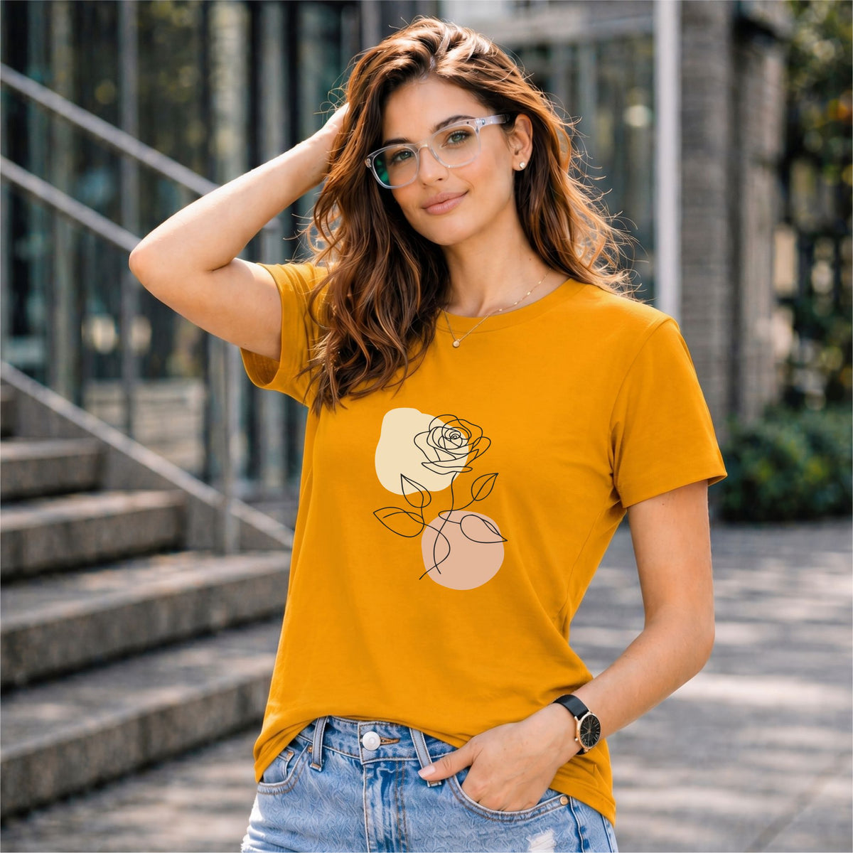 BHOKALS "Rose Print" Printed Women Cotton T-Shirt | Round Neck | Super Soft | Regular Fit