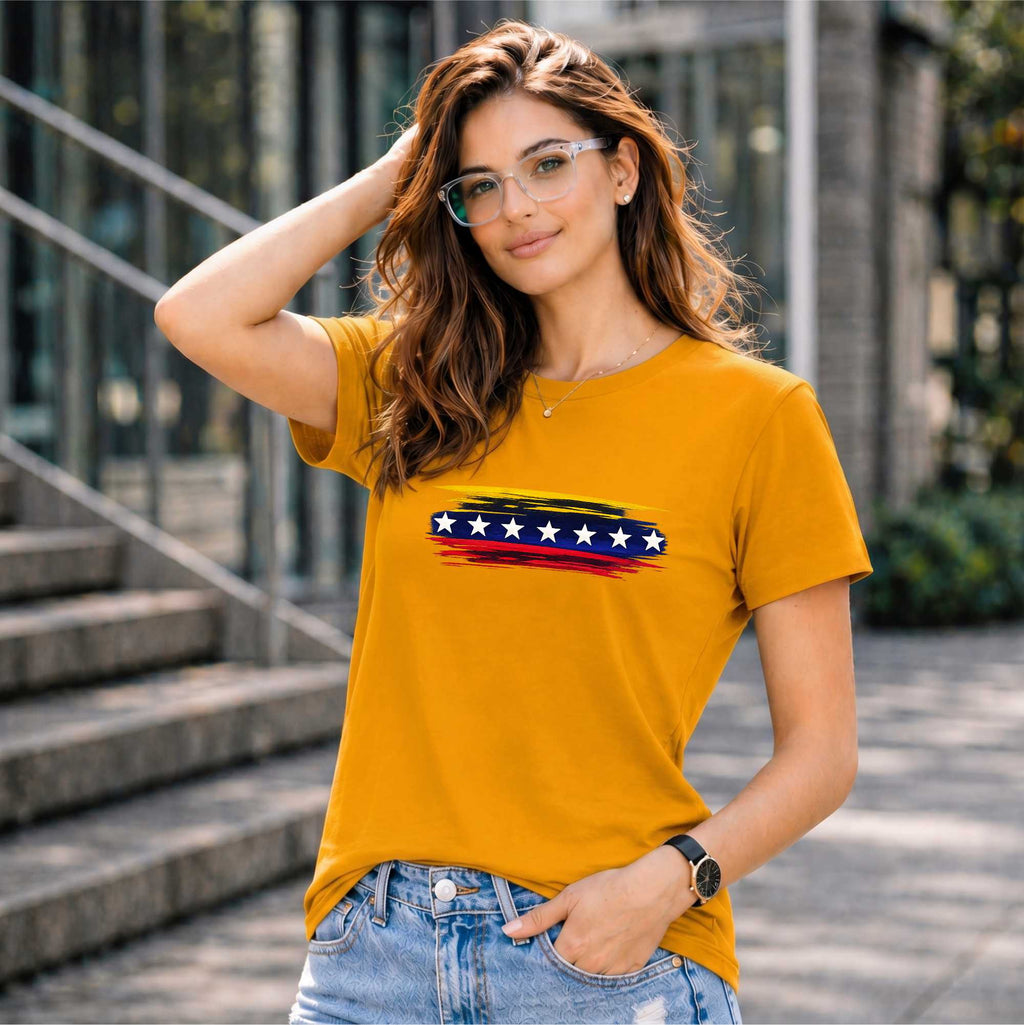BHOKALS "StarWave" Printed Women Cotton T-Shirt | Round Neck | Super Soft | Regular Fit