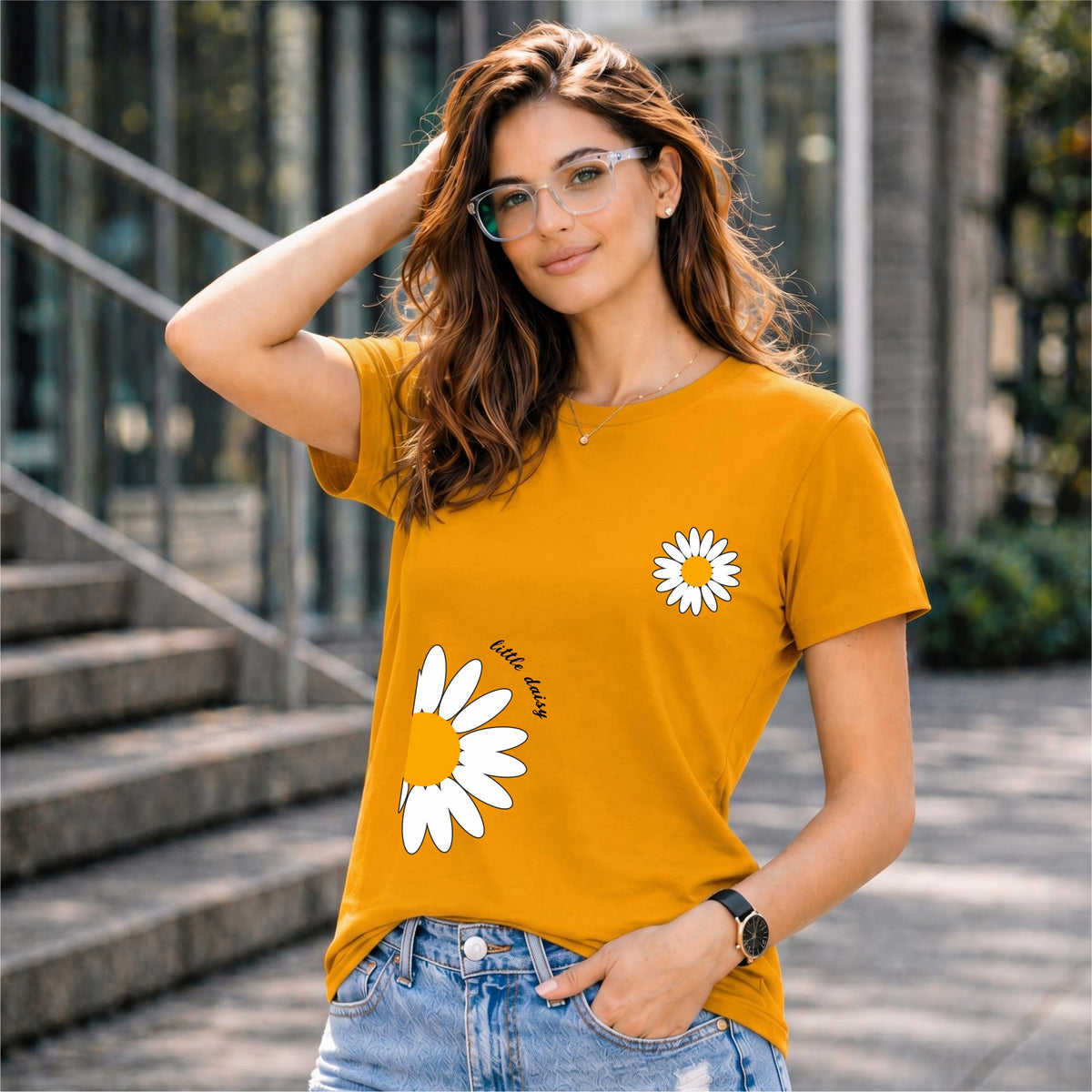 BHOKALS "Sunflower" Printed Women Cotton T-Shirt | Round Neck | Super Soft | Regular Fit