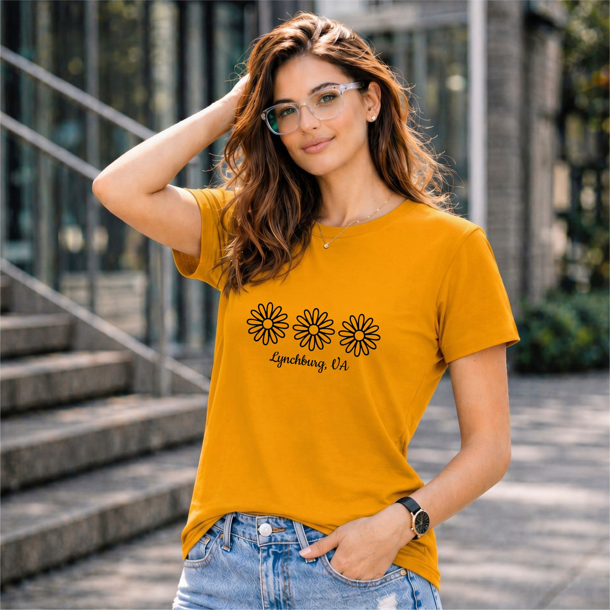 BHOKALS "Daisy" Printed Women Cotton T-Shirt | Round Neck | Super Soft | Regular Fit