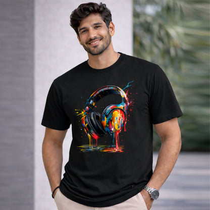 Bhokals "Head Phone Splash" Printed, Round Neck, Cotton, Super Soft T-Shirt,