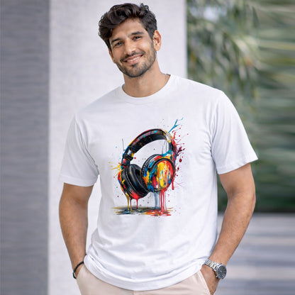 Bhokals "Head Phone Splash" Printed, Round Neck, Cotton, Super Soft T-Shirt,