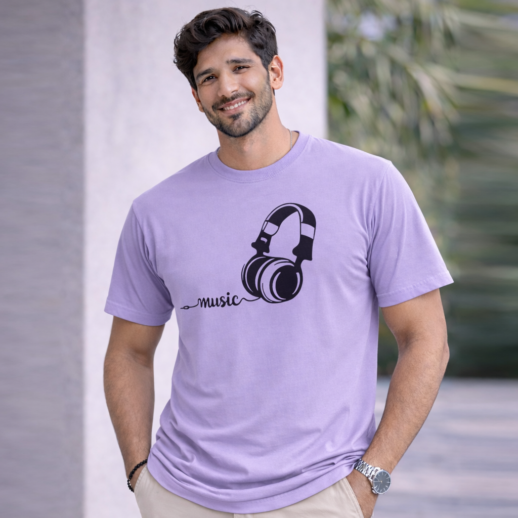 Bhokals "Music" Printed Round Neck, Cotton, Super Soft T-Shirt