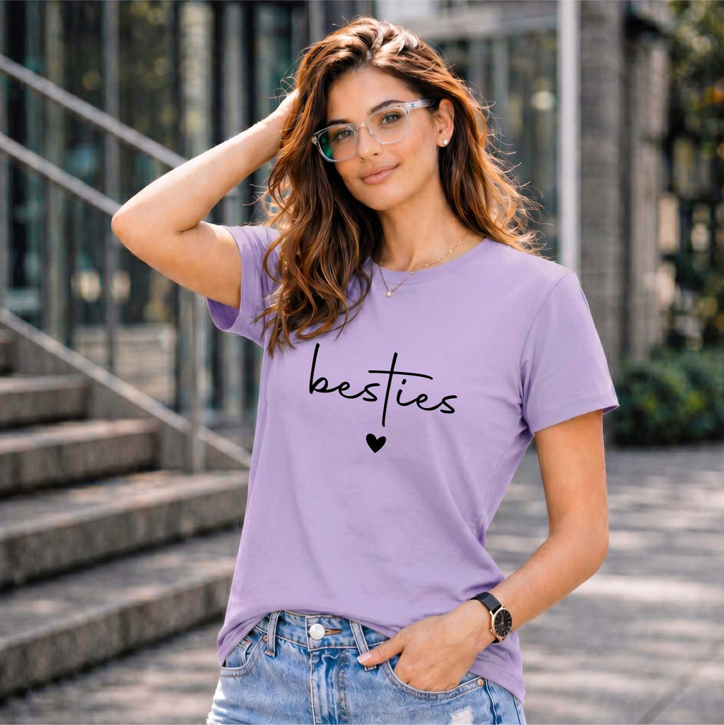 BHOKALS "BESTIES" Printed Women Cotton T-Shirt | Round Neck | Super Soft | Regular Fit