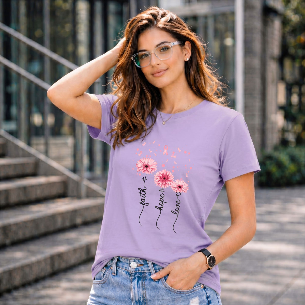 BHOKALS "Faith, Hope, Love" Printed Women Cotton T-Shirt | Round Neck | Super Soft | Regular Fit