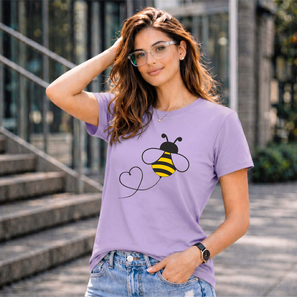 BHOKALS "Honey Bee" Printed Women Cotton T-Shirt | Round Neck | Super Soft | Regular Fit