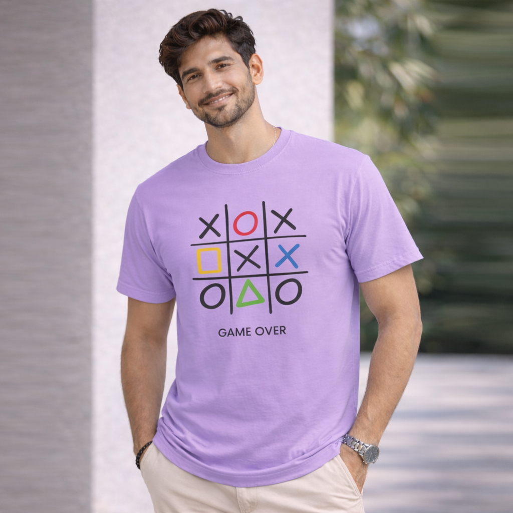 Bhokals "GAME OVER" Printed Round Neck, Cotton, Super Soft T-Shirt