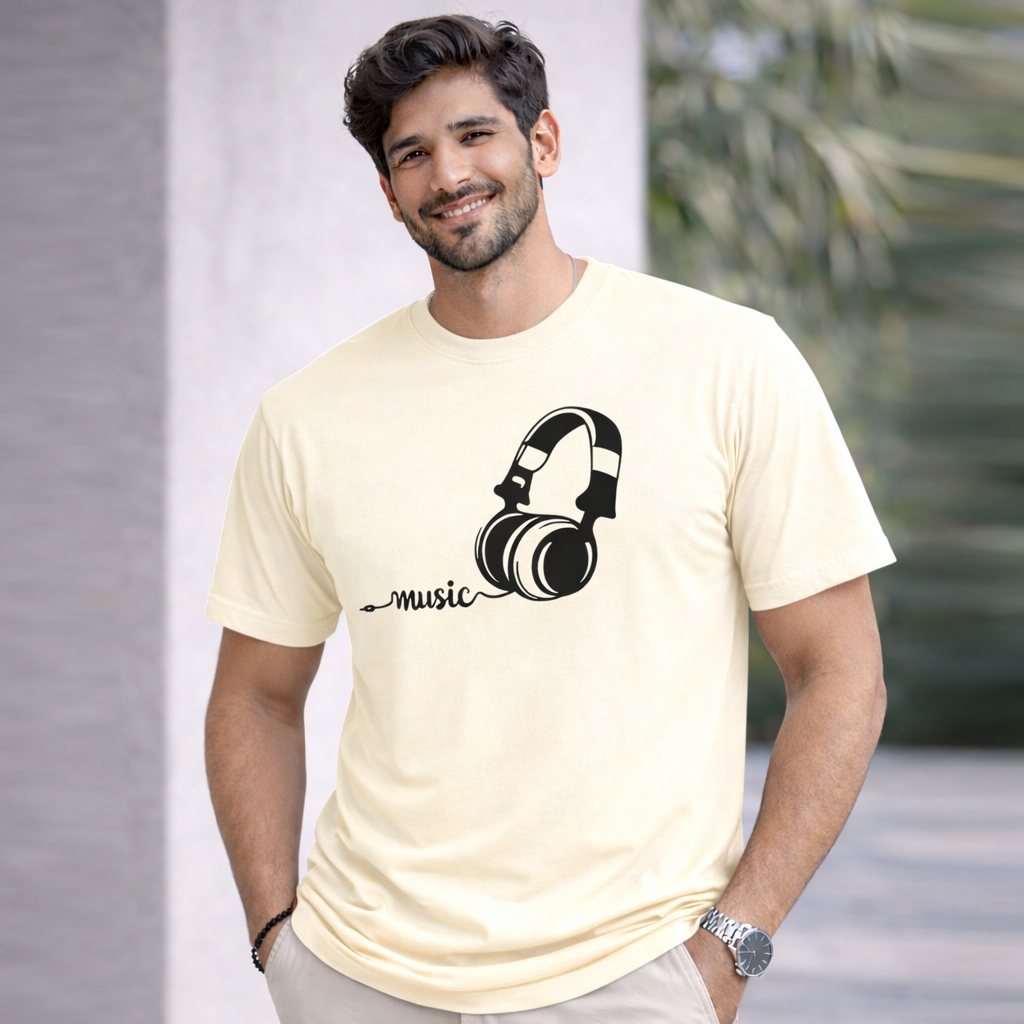 Bhokals "Music" Printed Round Neck, Cotton, Super Soft T-Shirt