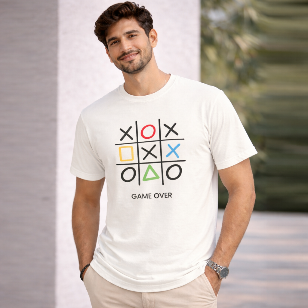 Bhokals "GAME OVER" Printed Round Neck, Cotton, Super Soft T-Shirt