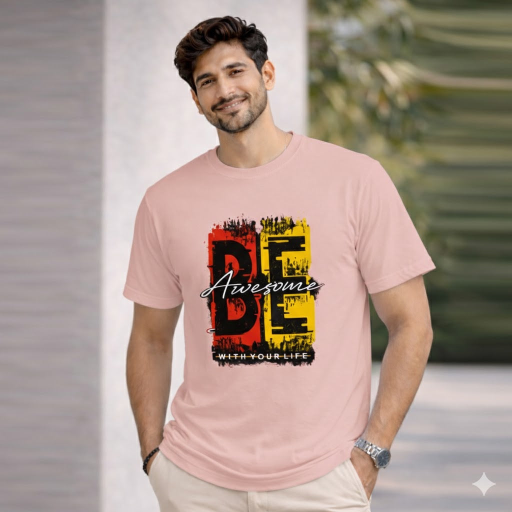 Bhokals "Be Awesome " Printed Round Neck, Cotton, Super Soft T-Shirt
