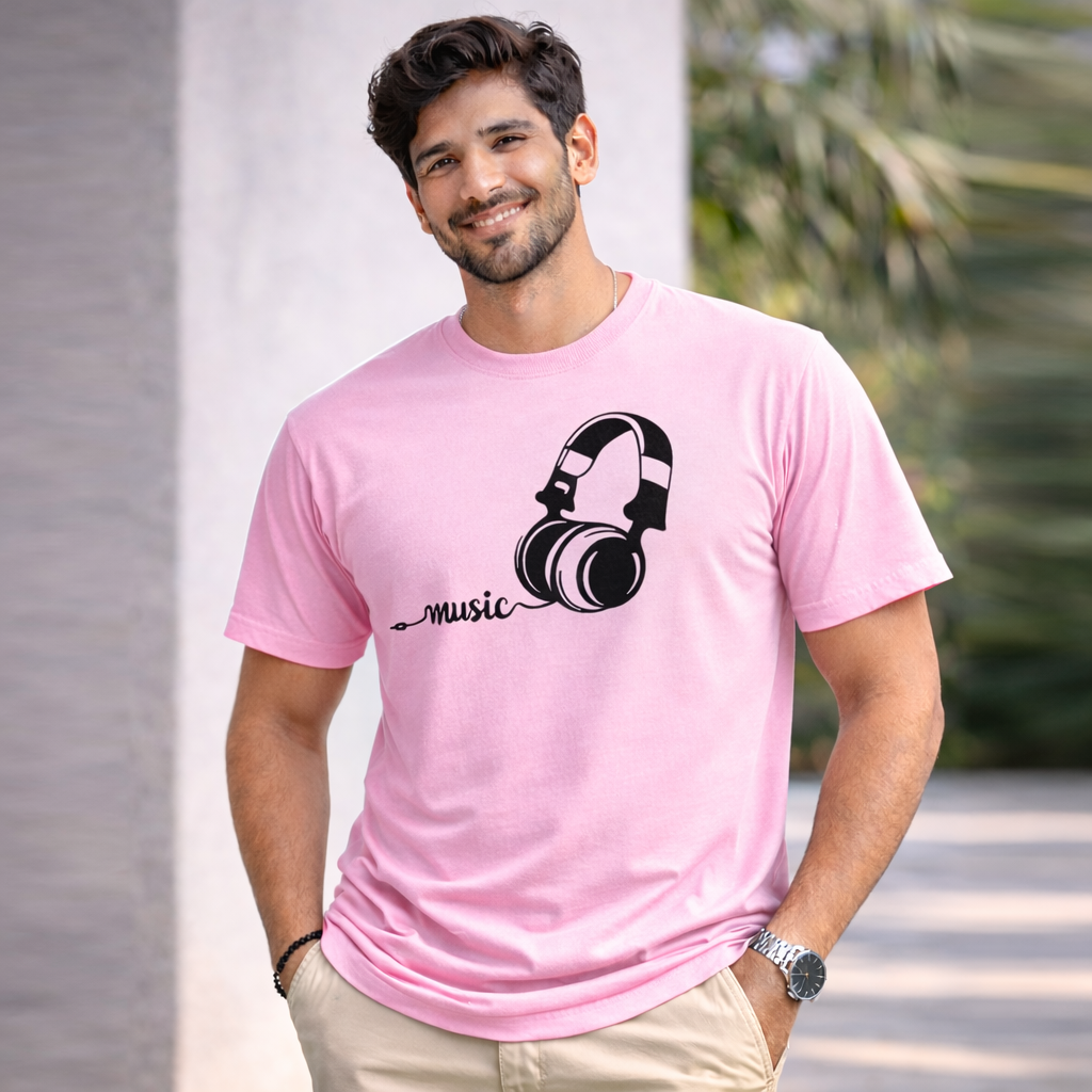 Bhokals "Music" Printed Round Neck, Cotton, Super Soft T-Shirt