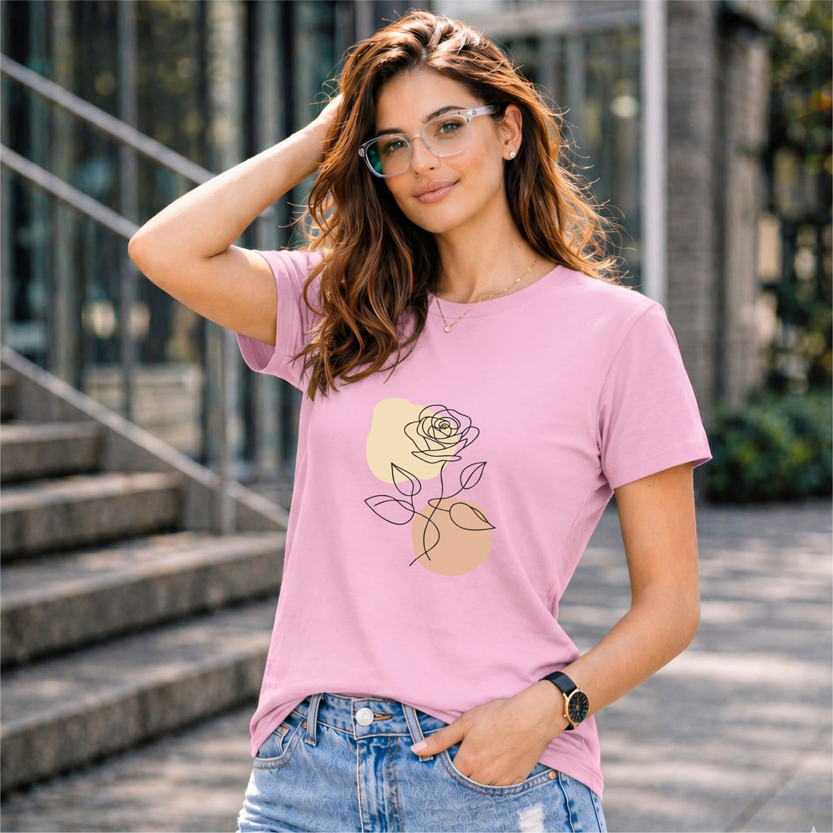 BHOKALS "Rose Print" Printed Women Cotton T-Shirt | Round Neck | Super Soft | Regular Fit