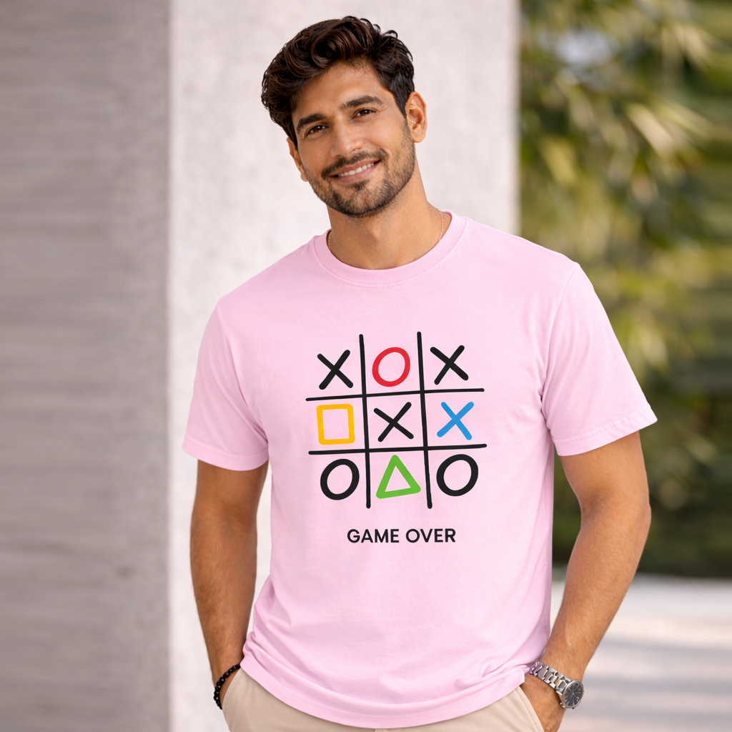 Bhokals "GAME OVER" Printed Round Neck, Cotton, Super Soft T-Shirt