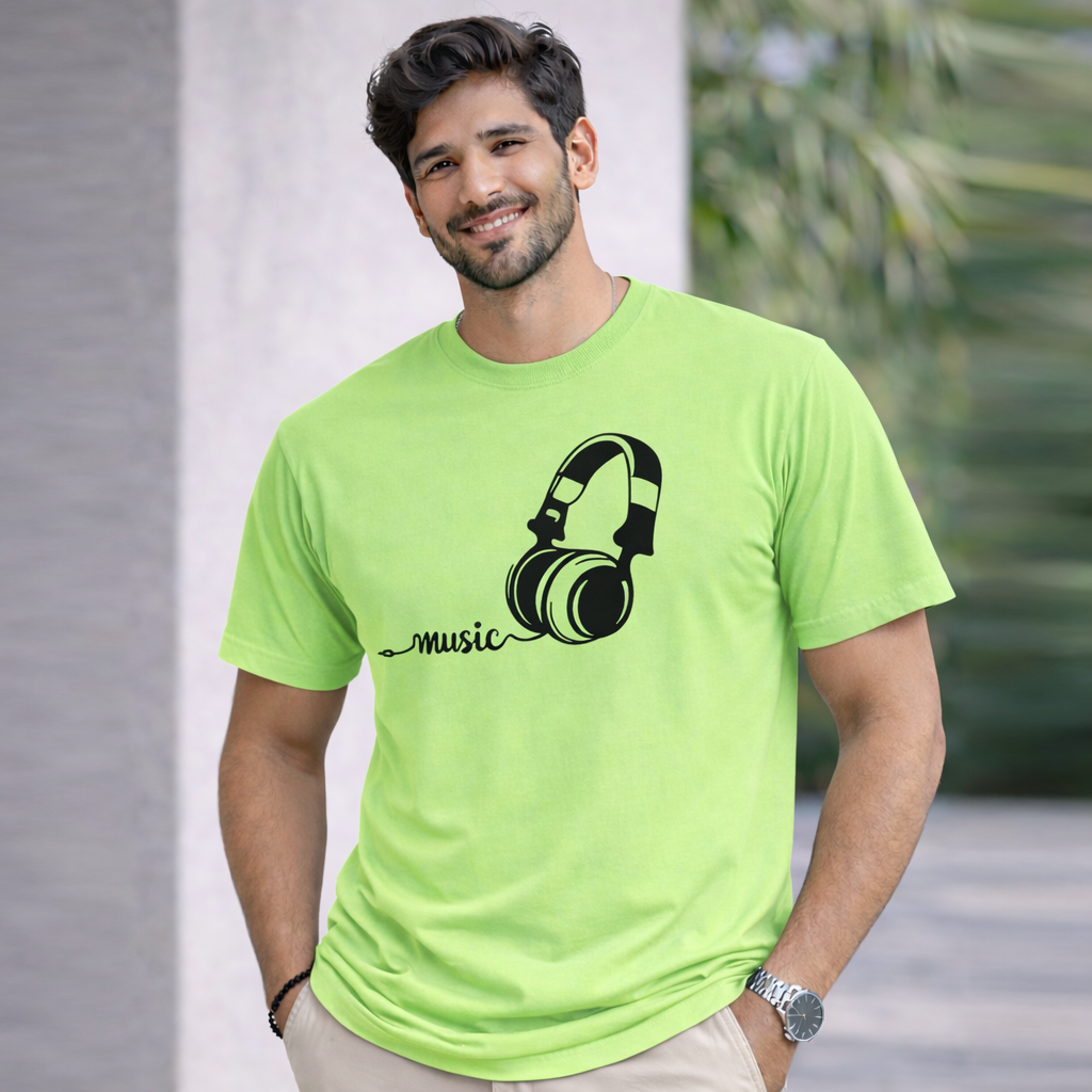 Bhokals "Music" Printed Round Neck, Cotton, Super Soft T-Shirt