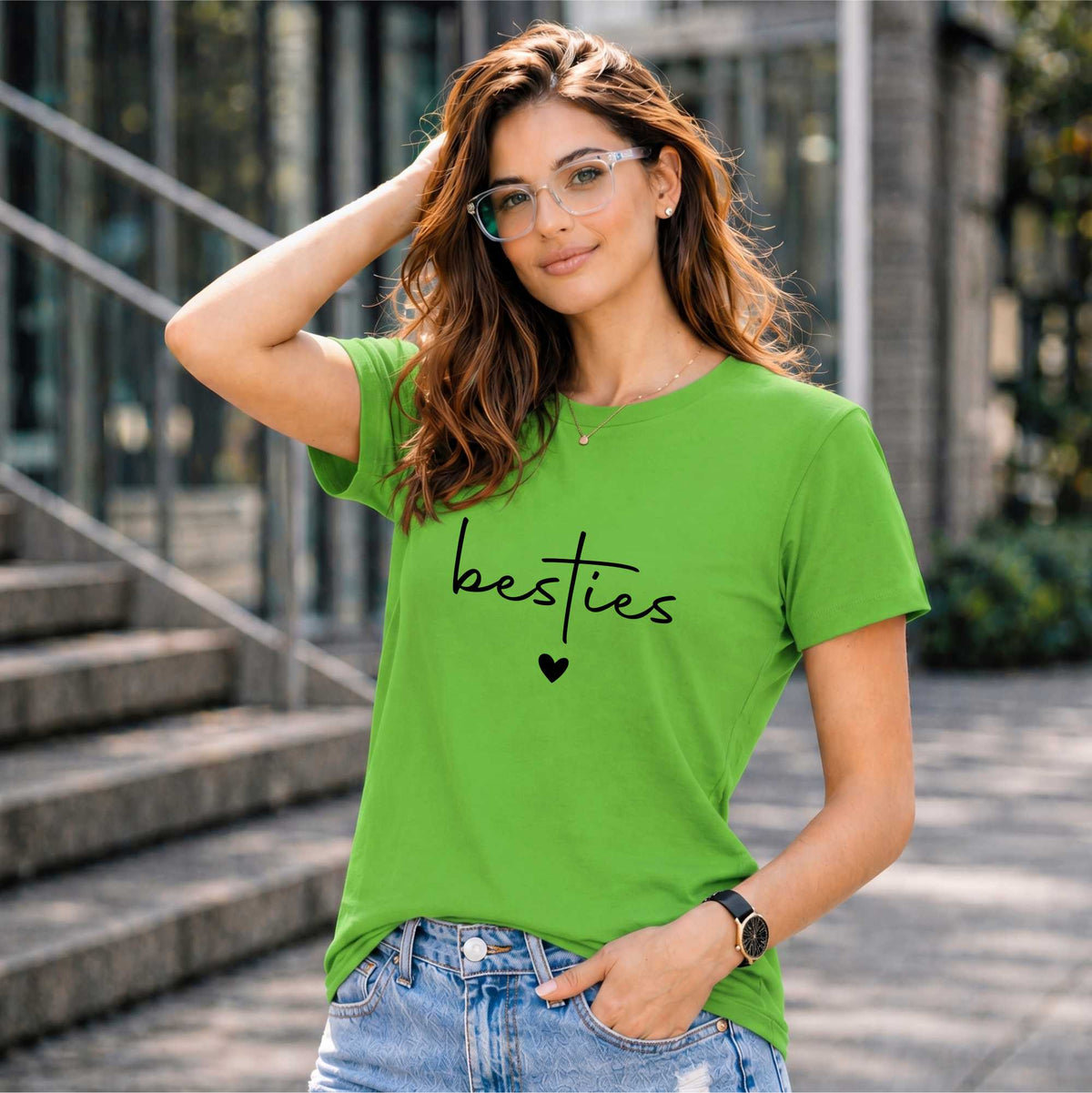 BHOKALS "BESTIES" Printed Women Cotton T-Shirt | Round Neck | Super Soft | Regular Fit