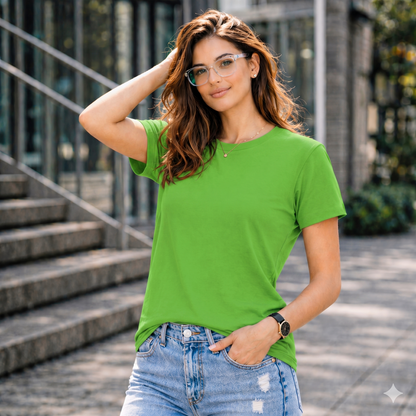 BHOKALS "Plain" Women Cotton T-Shirt | Round Neck | Super Soft | Regular Fit