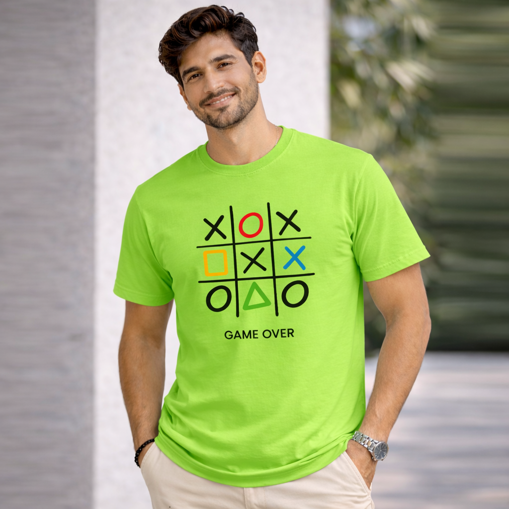 Bhokals "GAME OVER" Printed Round Neck, Cotton, Super Soft T-Shirt