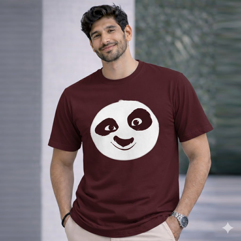 Bhokals " PANDA FACE " Printed, Round Neck, Cotton, Super Soft T-Shirt