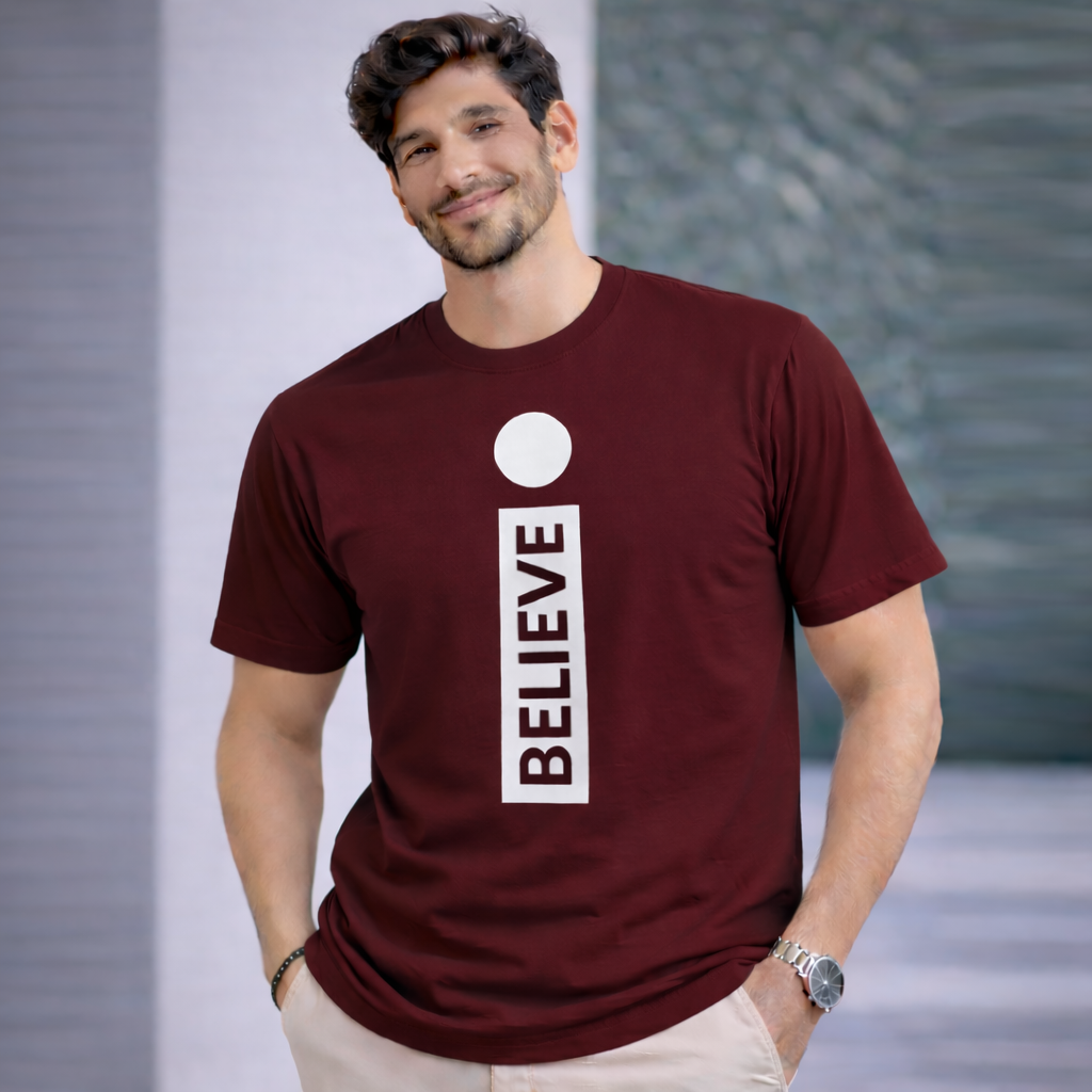 Bhokals " I Believe " Printed, Round Neck, Cotton, Super Soft T-Shirt