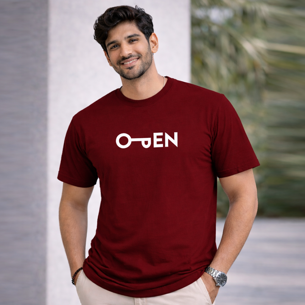 Bhokals "Open" Printed Round Neck, Cotton, Super Soft T-Shirt