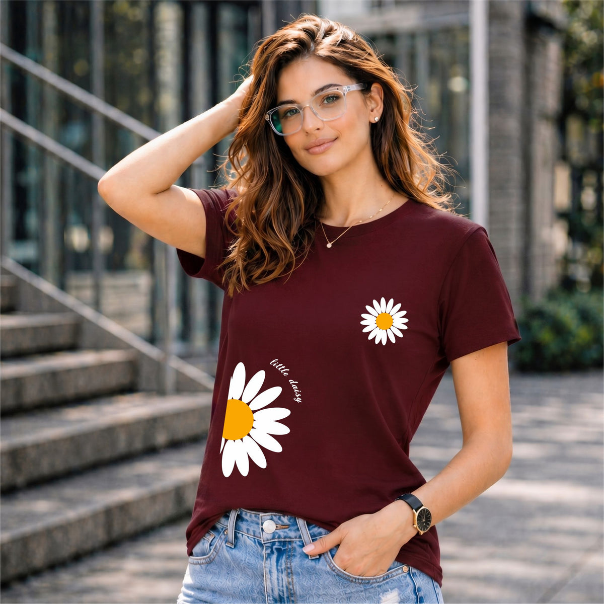 BHOKALS "Sunflower" Printed Women Cotton T-Shirt | Round Neck | Super Soft | Regular Fit