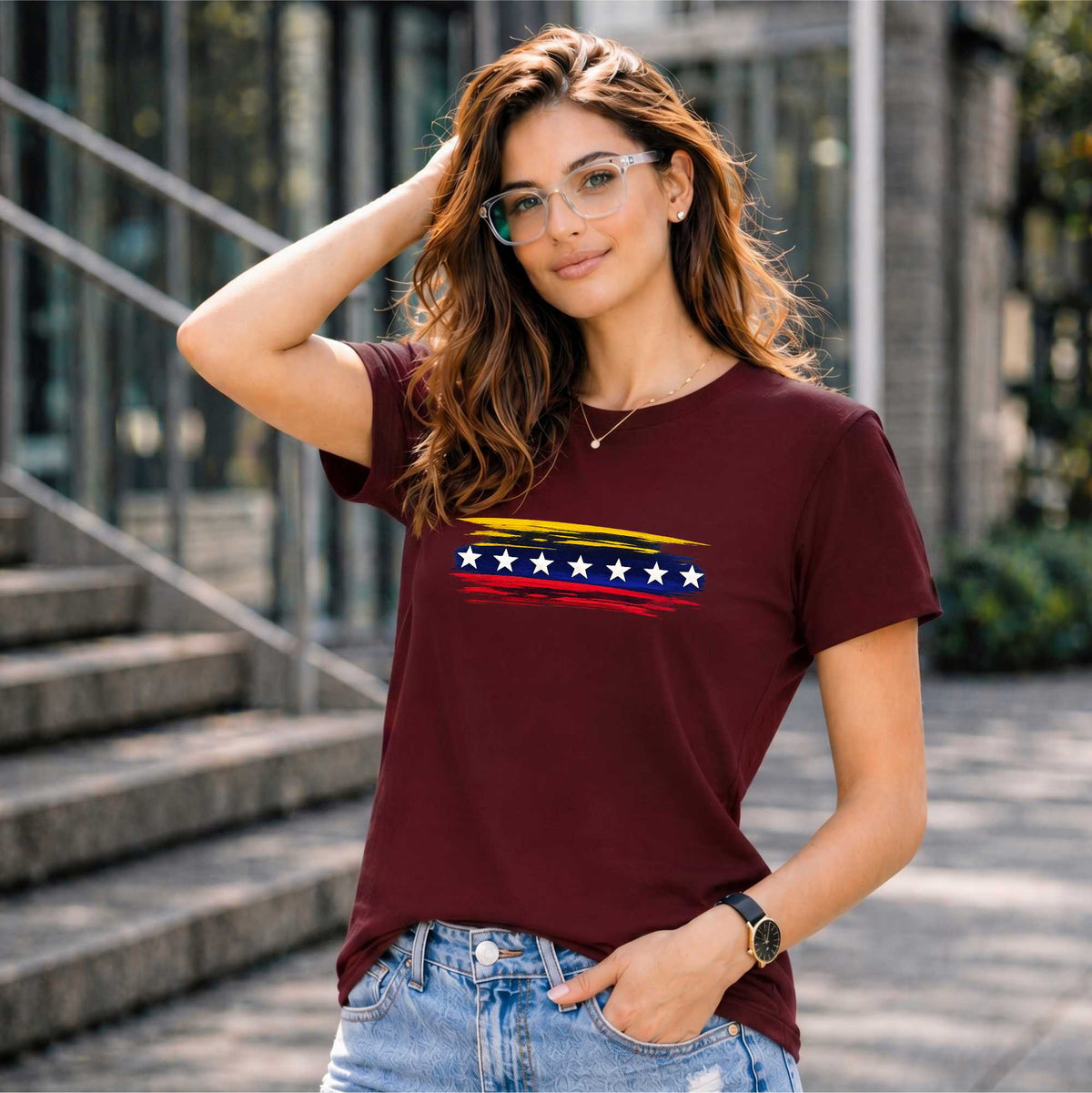 BHOKALS "StarWave" Printed Women Cotton T-Shirt | Round Neck | Super Soft | Regular Fit