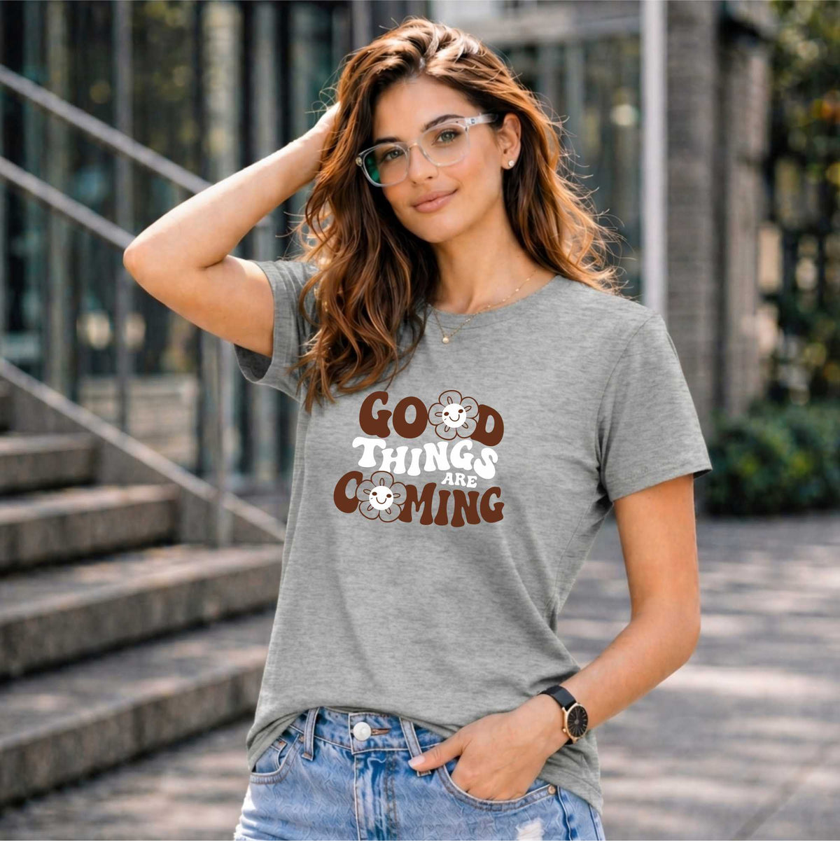 BHOKALS "GOOD THINGS ARE COMING" Printed Women Cotton T-Shirt | Round Neck | Super Soft | Regular Fit