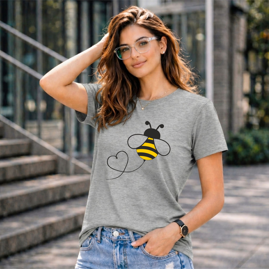 BHOKALS "Honey Bee" Printed Women Cotton T-Shirt | Round Neck | Super Soft | Regular Fit