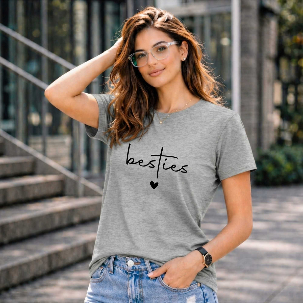 BHOKALS "BESTIES" Printed Women Cotton T-Shirt | Round Neck | Super Soft | Regular Fit