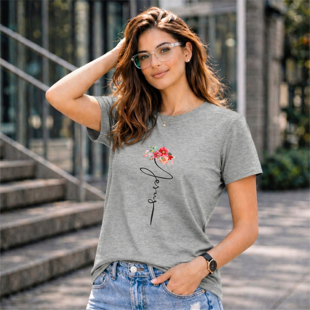 BHOKALS "Floral Grace" Printed Women Cotton T-Shirt | Round Neck | Super Soft | Regular Fit