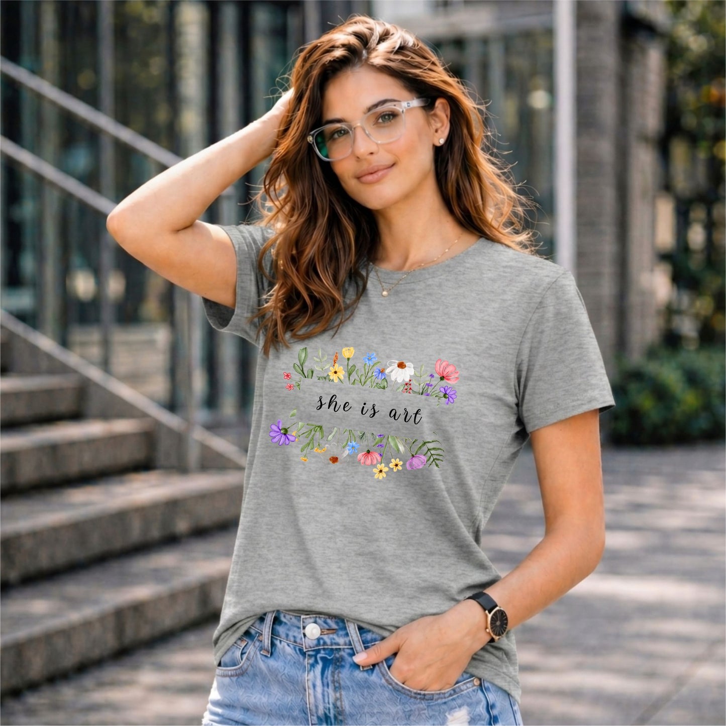BHOKALS "She is Art" Printed Women Cotton T-Shirt | Round Neck | Super Soft | Regular Fit